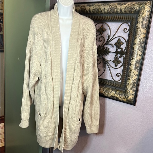 Black Tape Cozy Cable Knit Long Open Cardigan- essential wardrobe piece Sz 1X - Picture 1 of 11